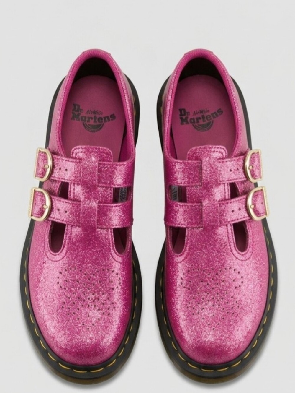 New Dr. Martens Pink Glitter Mary Janes